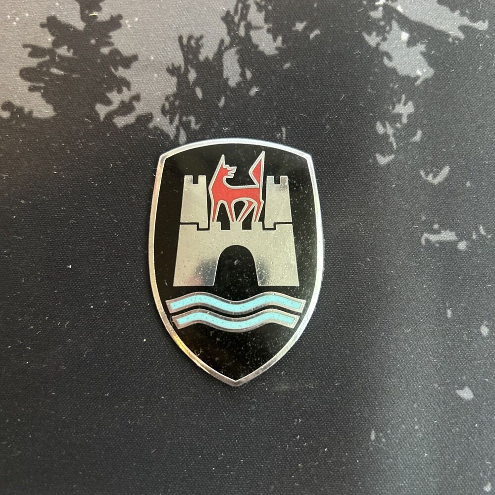 Vintage Volkswagen Wolfsburg Crest Emblem Badge – Red Wolf Castle VW